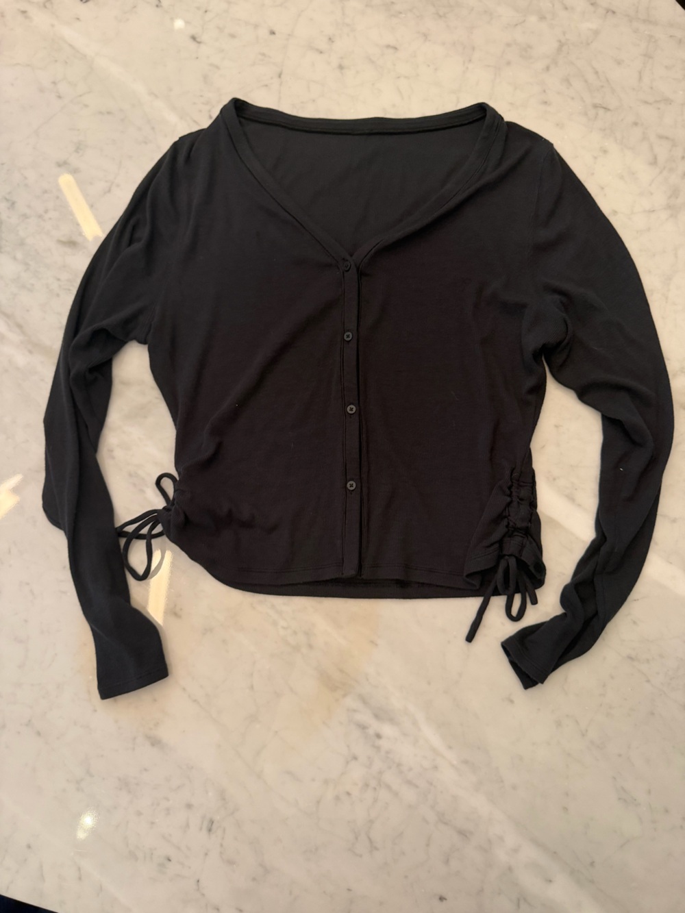 lululemon athletica Black Button-Front Long Sleeve Top with Side Ties